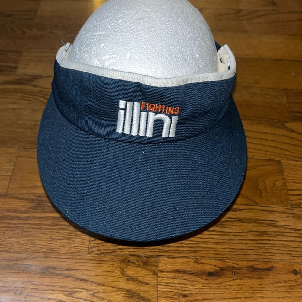 Vintage 80's made in the USA blue fighting Illini spell out adjustable visor
